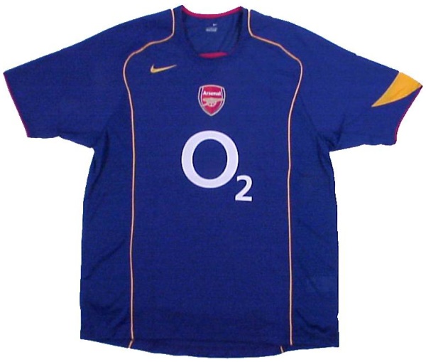 Arsenal shirts: 2005 away blue and yellow shirt
