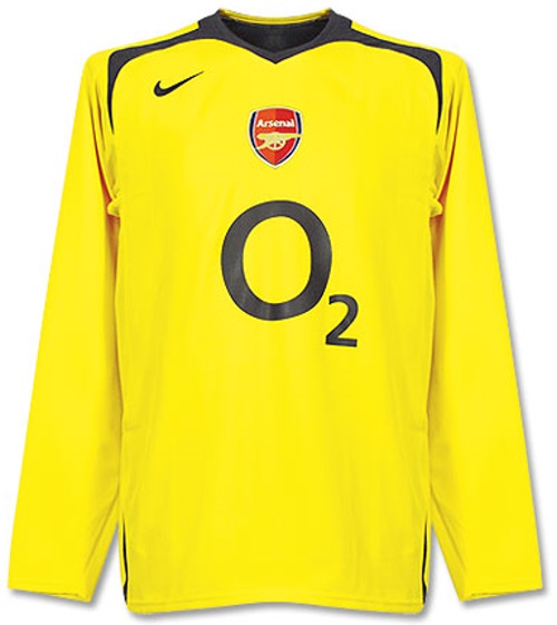 Arsenal shirts: 2006 away yellow and dark grey shirt
