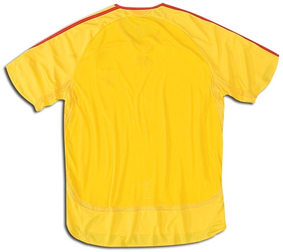 Liverpool shirts: 2007 away yellow and red shirt