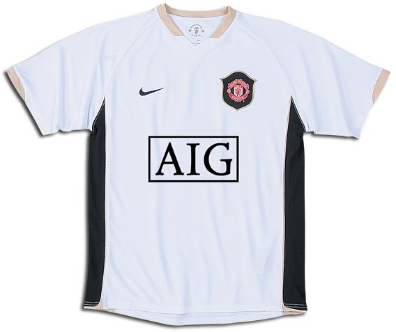 Manchester United shirts: 2007 away white and black shirt