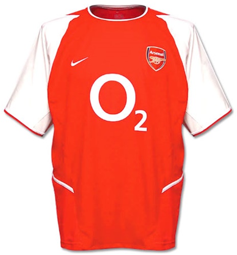 Arsenal shirts: 2004 home red and white shirt