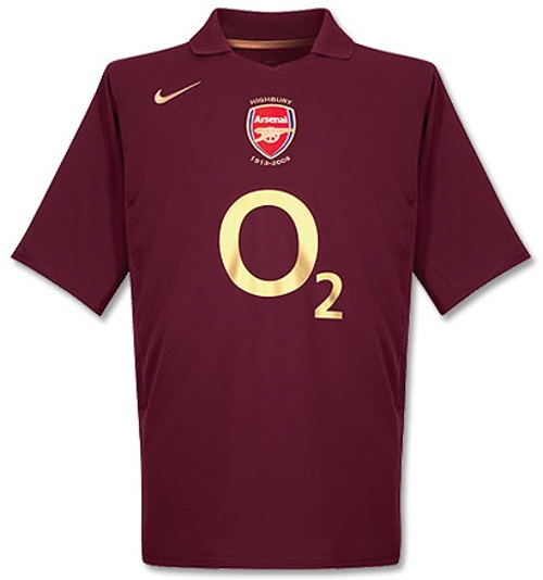 Arsenal shirts: 2006 home retro dark red (burgundy) shirt
