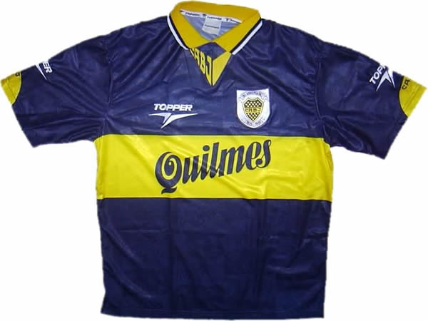 Boca Juniors shirts: 1996 home blue and yellow (gold) shirt