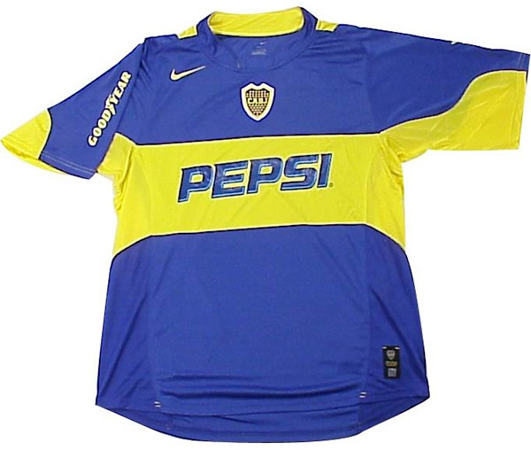 Boca Juniors shirts: 2005 home blue and yellow (gold) shirt