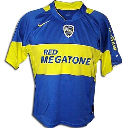 Boca Juniors shirts: 2006 home blue and yellow (gold) shirt