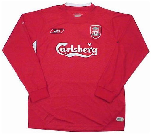Liverpool shirts: 2004 home long sleeve red and white shirt