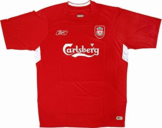 Liverpool shirts: 2005 home red and white shirt