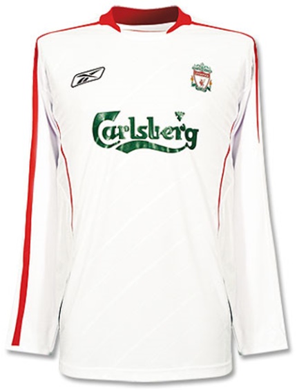 Liverpool shirts: 2006 away white and red shirt