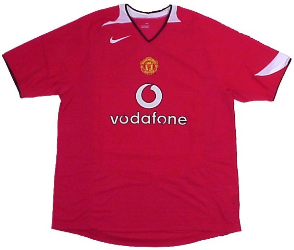 Manchester United shirts: 2005 home red, white and black shirt