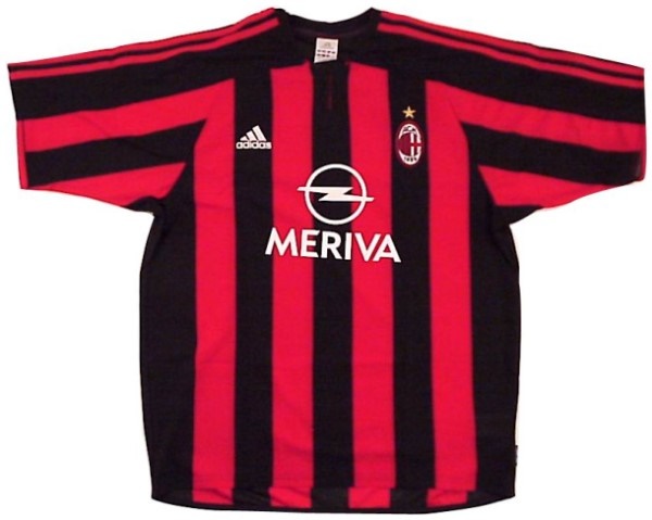 Milan shirts: 2004 home red and black shirt
