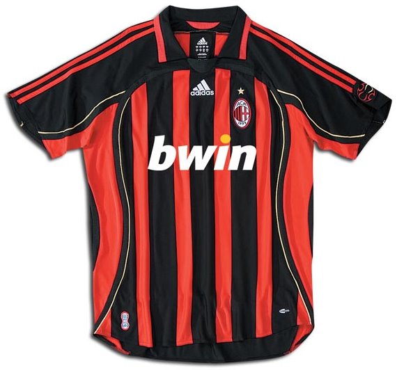 Milan shirts: 2007 home black, red and white shirt