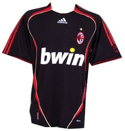Milan shirts: 2007 third black, red and white shirt