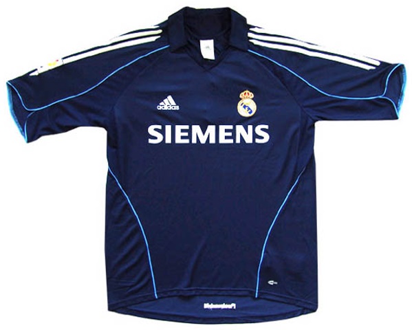 Real Madrid shirts: 2006 away blue and white shirt