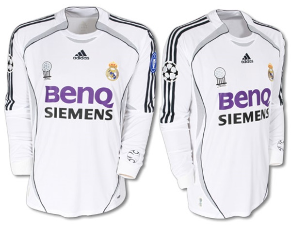 Real Madrid shirts: 2007 home long sleeve white and black shirt